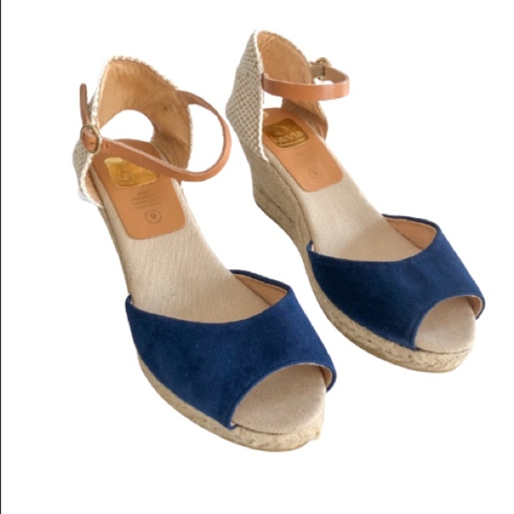 ANTHRO KANNA | BLUE SUEDE LEATHER ESPADRILLES| US9